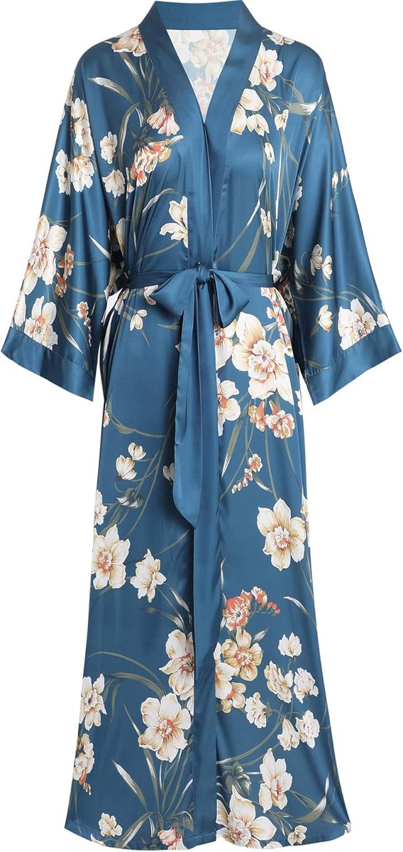 Luxe Zijdeachtige Kimono Robe voor Dames - Lichtgewicht en Zacht - Japans Bloemenpatroon
