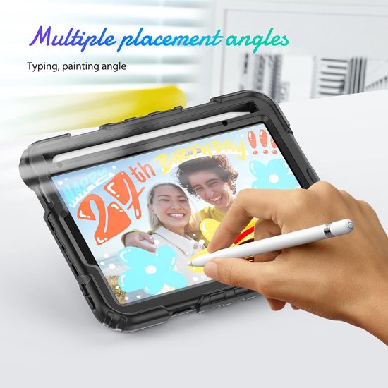 Robuuste iPad Mini 7/6 Hoes met Screenprotector, Handriem, Standaard en Schouderriem (8.3 inch) van Merkloos — afbeelding 2