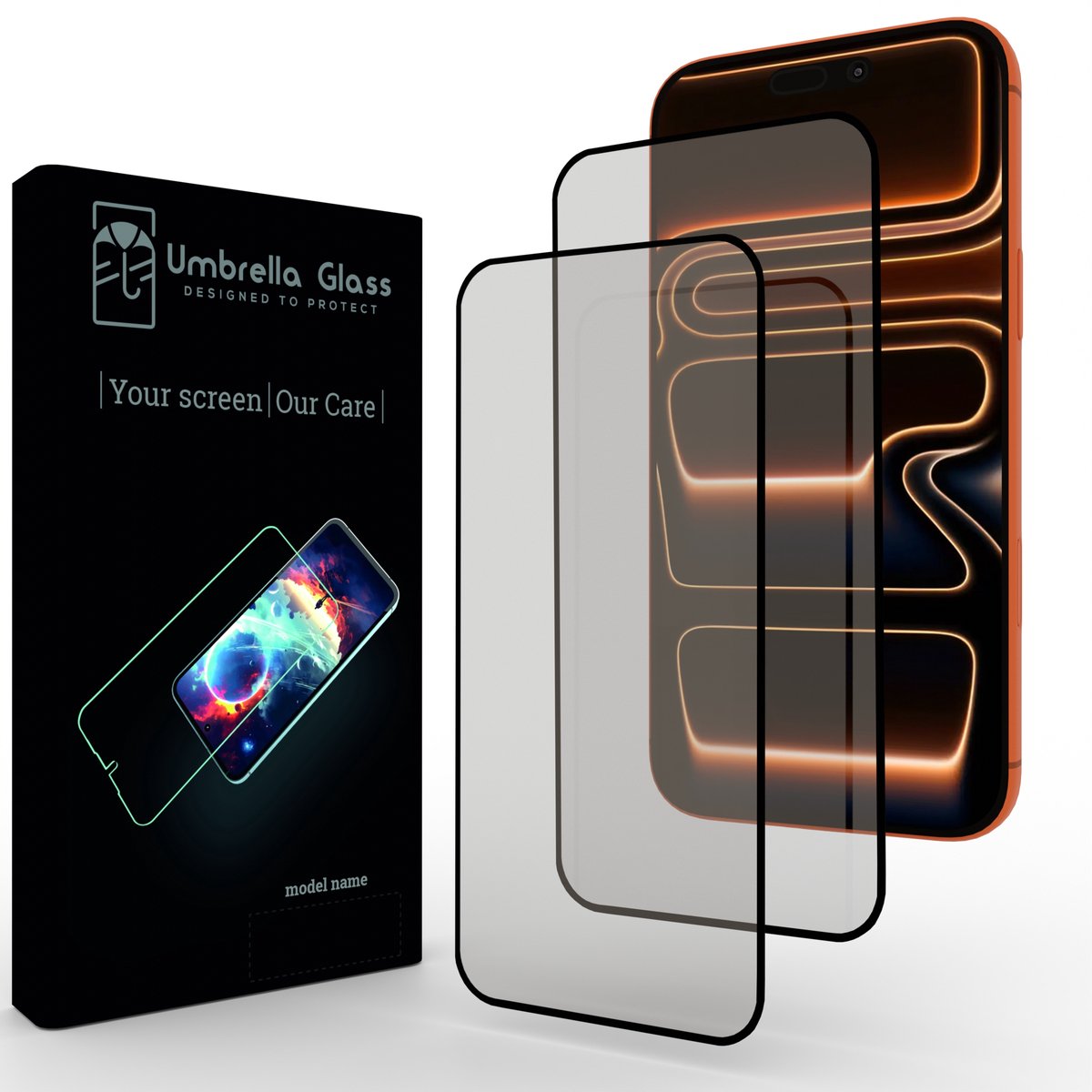 Screenprotector Glas - Geschikt voor iPhone 16Pro - 17 - 17Pro - 2.5D Full Cover | Umbrella Glass