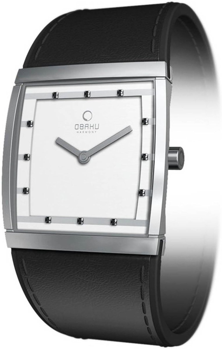 Plat Dameshorloge met Leren Band, Strak Design