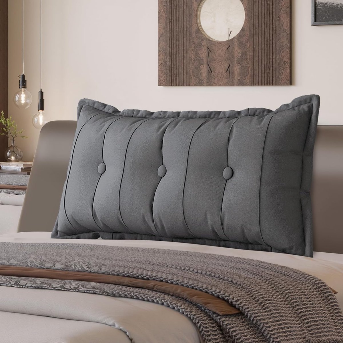 Hoofdkussen Bed - Leessteun Rugsteun - Comfortabel Lezen - Afneembare Hoes - Meerdere Maten - Grijs