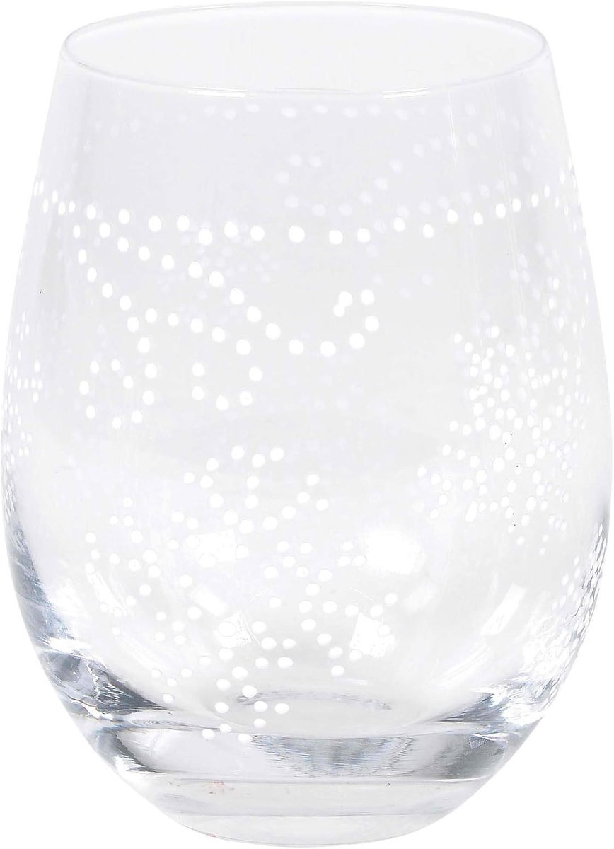 Grote Glazen Beker met Handgeschilderde Sneeuwvlokken - 532 ml Stamloos Drinkglas