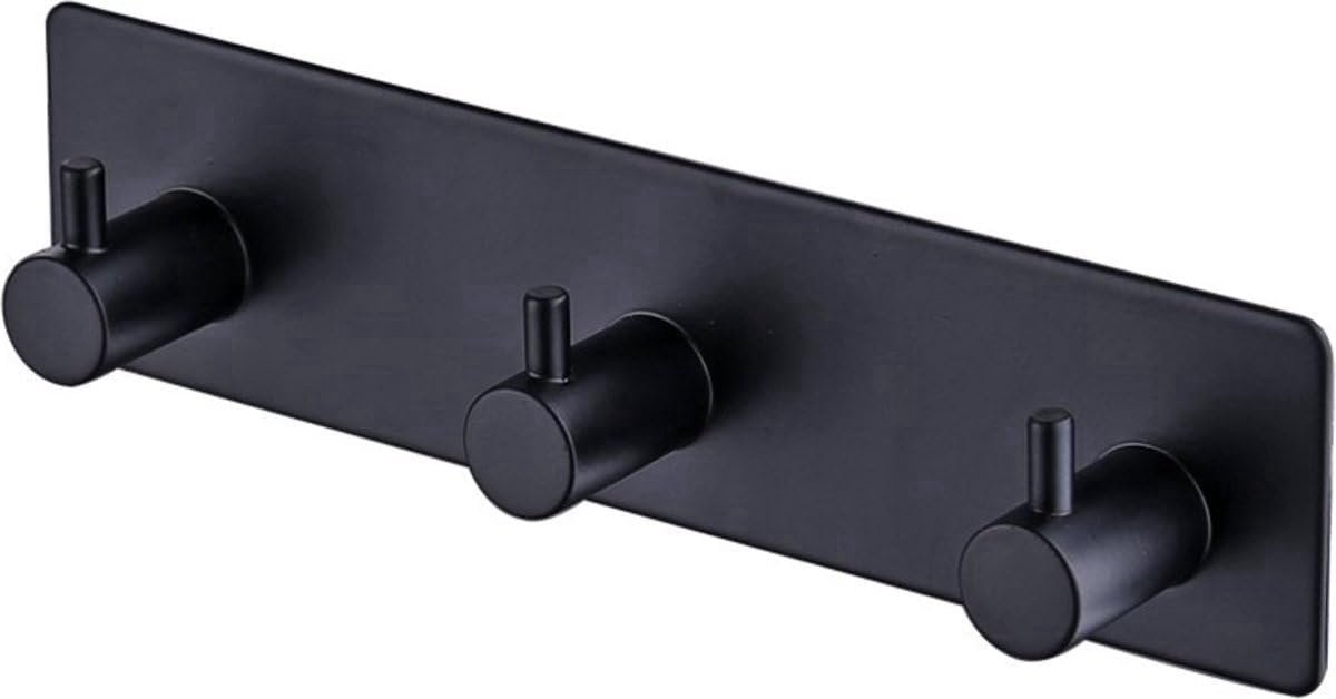 Zelfklevende Handdoekhaken - Set van 3 - Zwart - Multifunctioneel voor Badkamer en Keuken