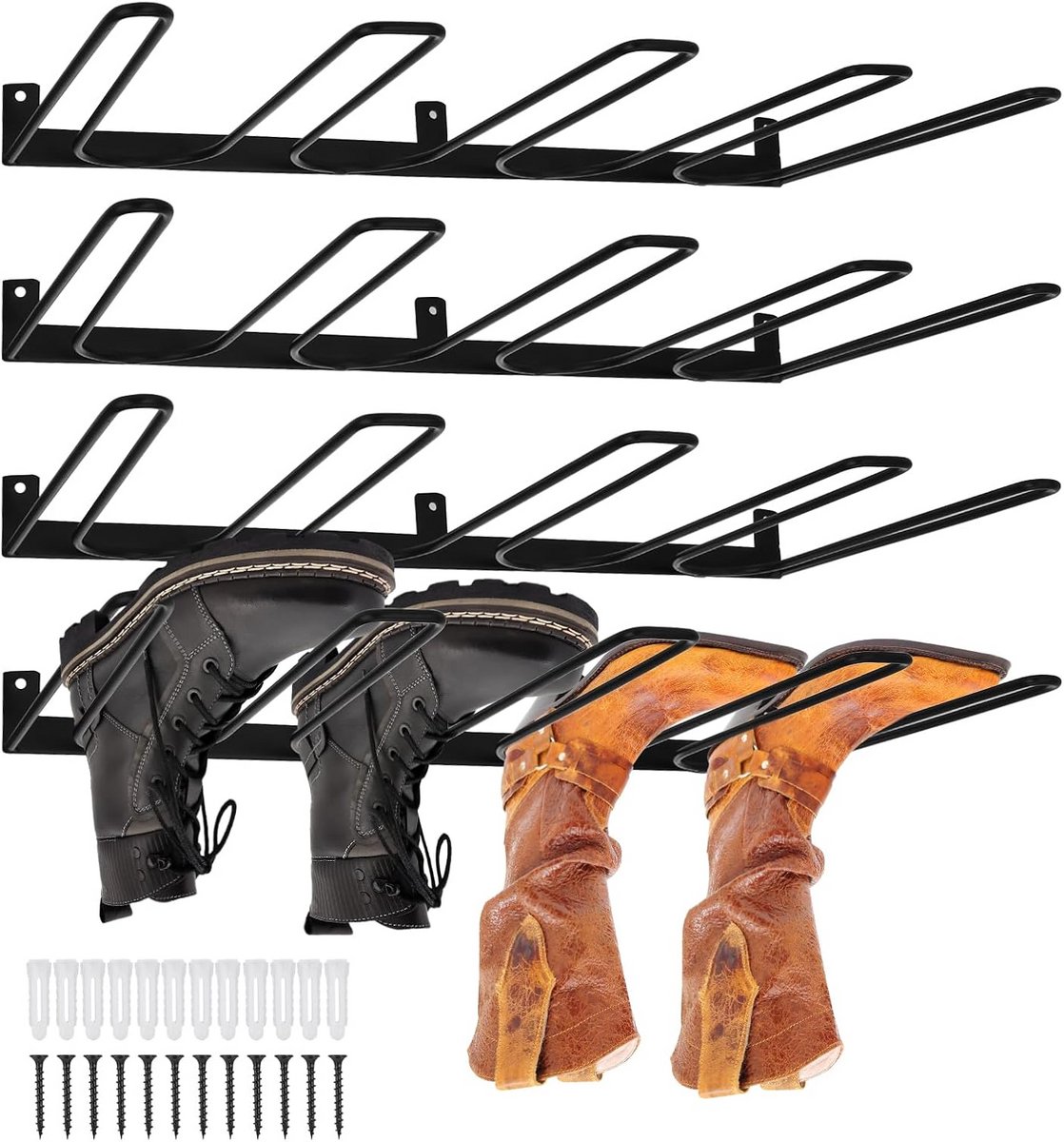Set van 4 Wandmontage Laarzenrekken voor 8 Paren Opslag en Drogen