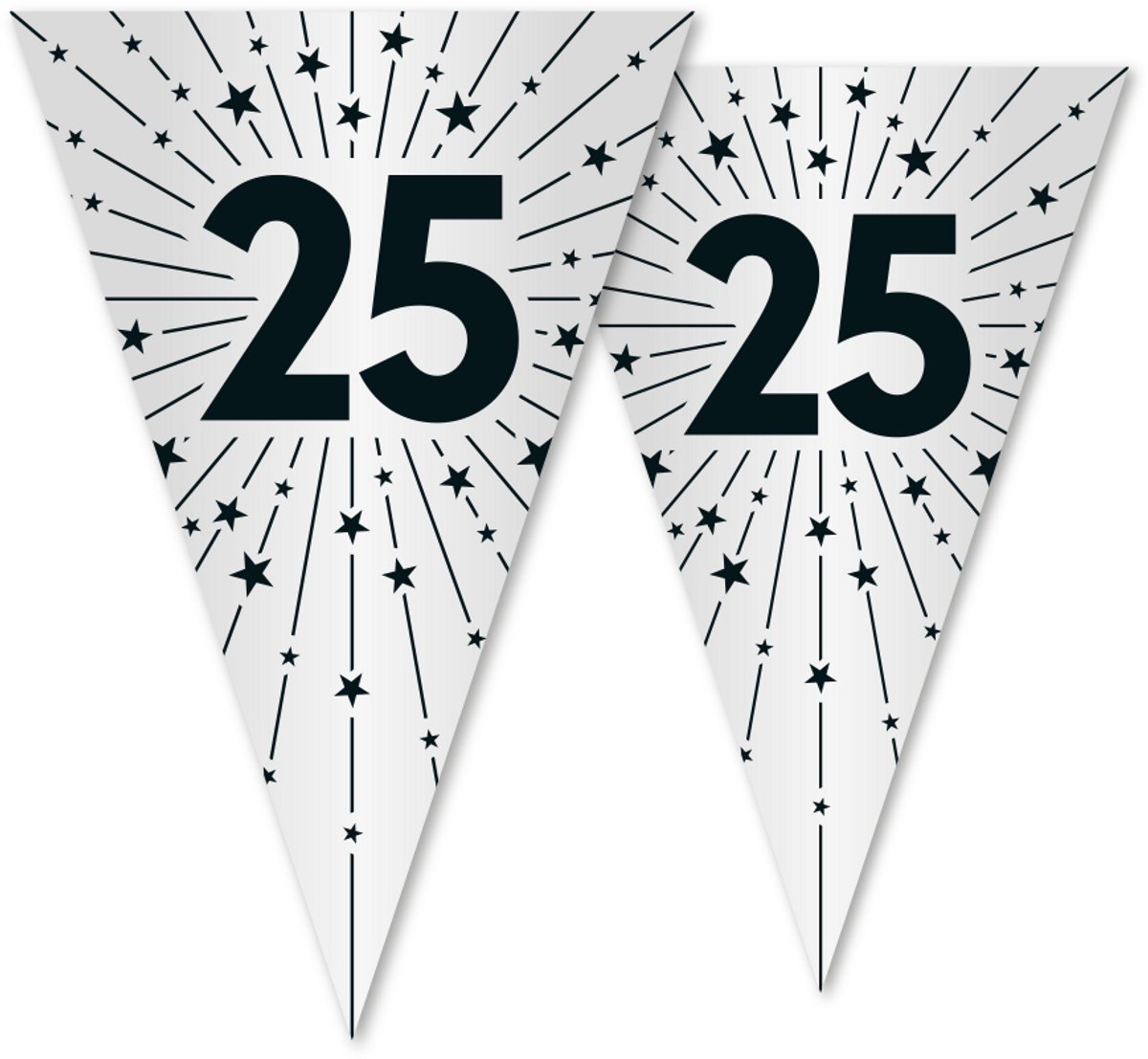 12x Vlaggenlijn zilver 25 jaar jubileum 10 meter 2 zijdig bedrukt - Signature Years - Verjaardag Feestje Vlag Vlaggen Versiering Slinger Feestdecoratie Decoratie