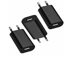 Gmedia - 3 stuks - Universal USB adapter - USB-A adapter - USB stekker - USB lader - Blokje - Universeel - Zwart