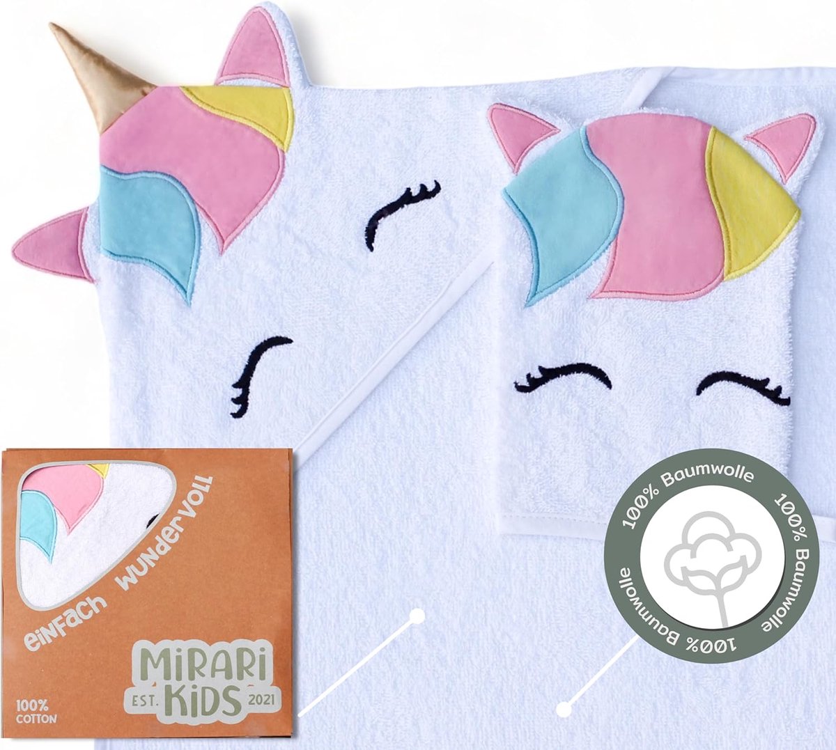 Badhanddoek met Capuchon en Wasje voor Baby's en Peuters van Zacht Katoen