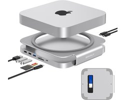 Dockingstation en Standaard voor Mac Mini/Studio met M.2 SSD, Dubbele Kaartlezer en 10 Gbps USB A/C Poorten