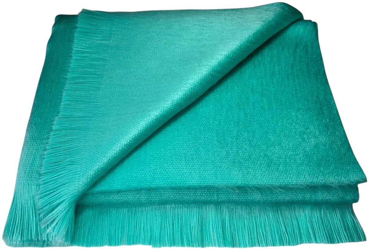 Alpaca D'Luxe Sjaal - Hypoallergeen - Aquamarijn - Zacht en van Kwaliteit - Luxe Alpaca Wollen Sjaal - Duurzaam - Elegant - Warm - Sjaals Dames - Sjaals Heren - Luxe cadeau - Sustainable - Stijlvol - Scarf - Comfortabel - Cadeau tip - Alpaca - Shawls