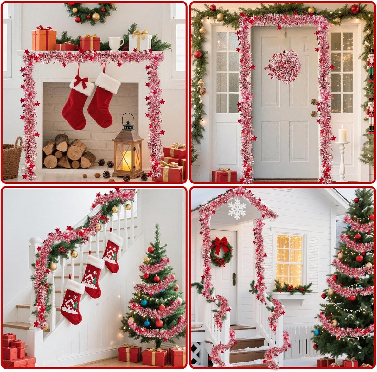 Metalen Kerstguirlande met Glitter voor Binnen, Open Haard en Kerstboom – foto 6
