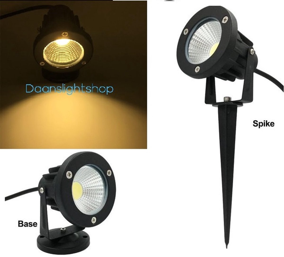 230V LED Tuinspots – Warm Wit / Cool Wit – Aluminium – IP65 – Geschikt voor buitenverlichting - Warm Wit – 1 LED – Met aansluitplug