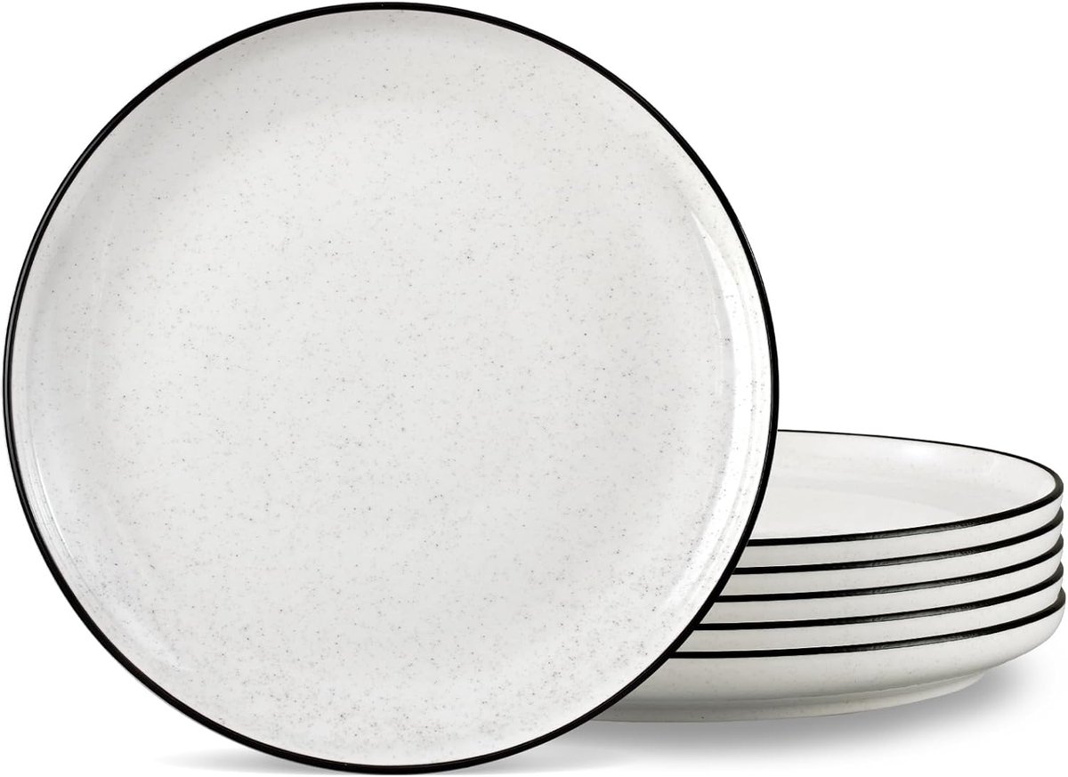 Servies Set van 6 Keramische Borden 25 cm Wit voor Diner, Pasta en Salade