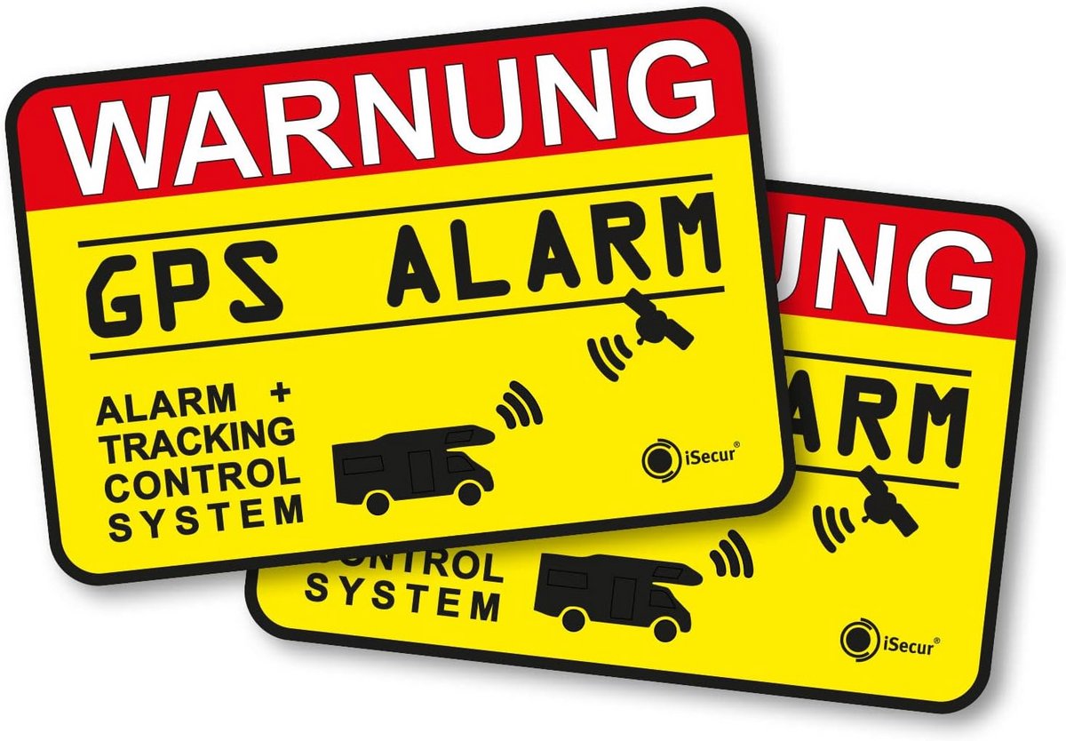 Set van 2 GPS Alarm Waarschuwingsstickers – Diefstalbeveiliging voor Camper & Caravan
