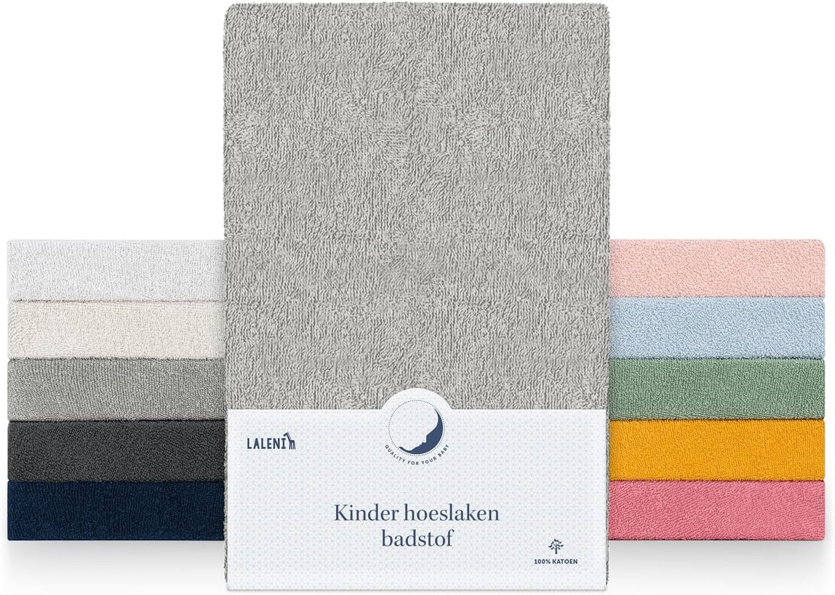 Hoeslaken Babybed 2-Pack - Hoeslakens Wieg en Ledikant - Moonlight Grijs - 38x77 cm - OEKO-TEX Katoenmix