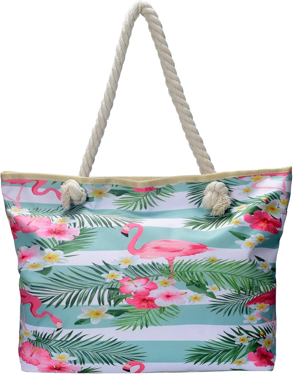Grote strandtas met rits XXL shopper schoudertas voor strand en vakantie