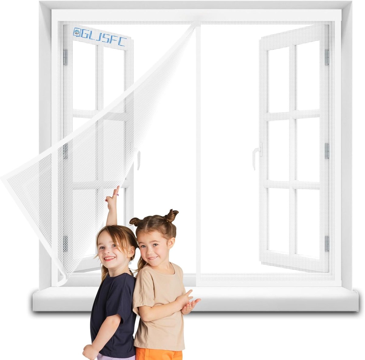 Magnetisch Hor Verduisterend Raamscherm 160x145cm met middenopening - Wit