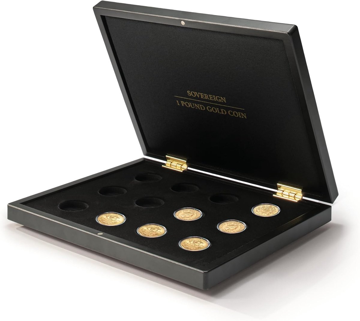 Luxe Presentatie Koffer voor 12 Gouden Munten met Fluwelen Voering en Houteffect