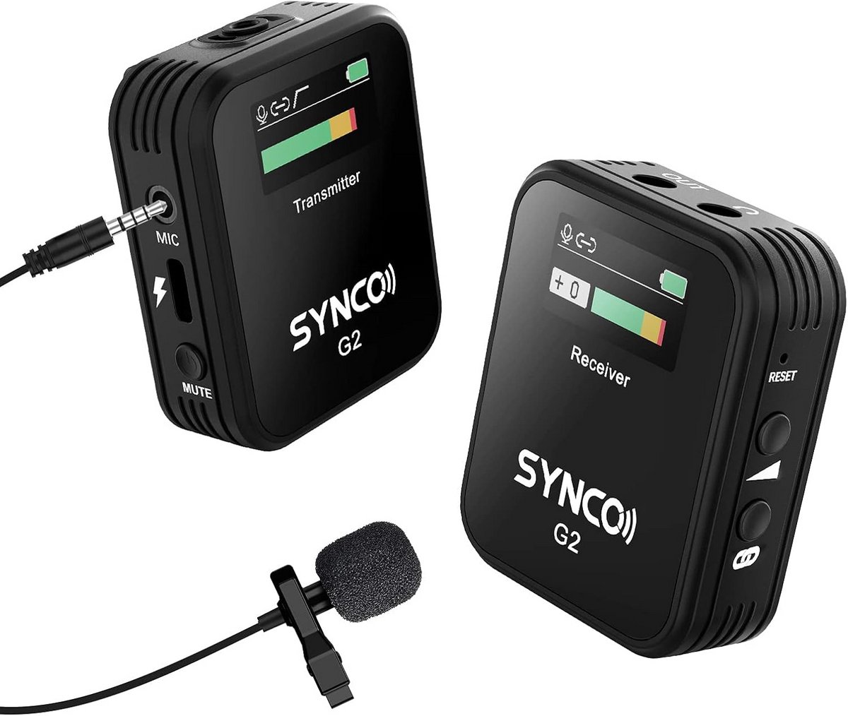Draadloze Lavalier Microfoon Set met TFT-scherm, 70m Bereik voor Smartphone, Camera en Laptop