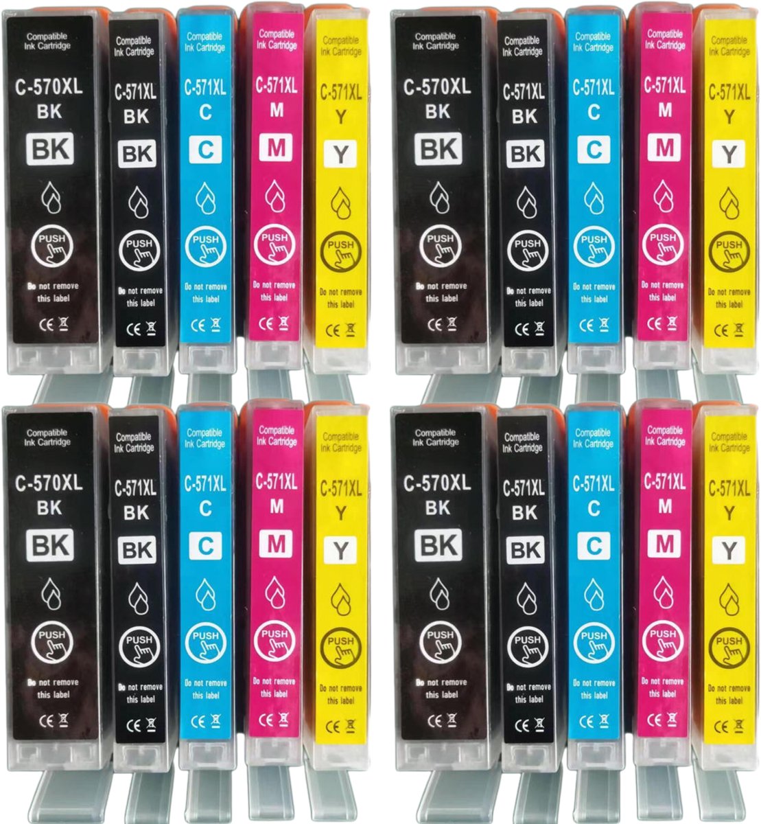 20x Inktcartridges 570XL 571XL Multipack - Compatibel met Canon PGI-570XL CLI-571XL - (5 Kleuren) - voor PIXMA MG5750, TS5050, MG6850, TS6050