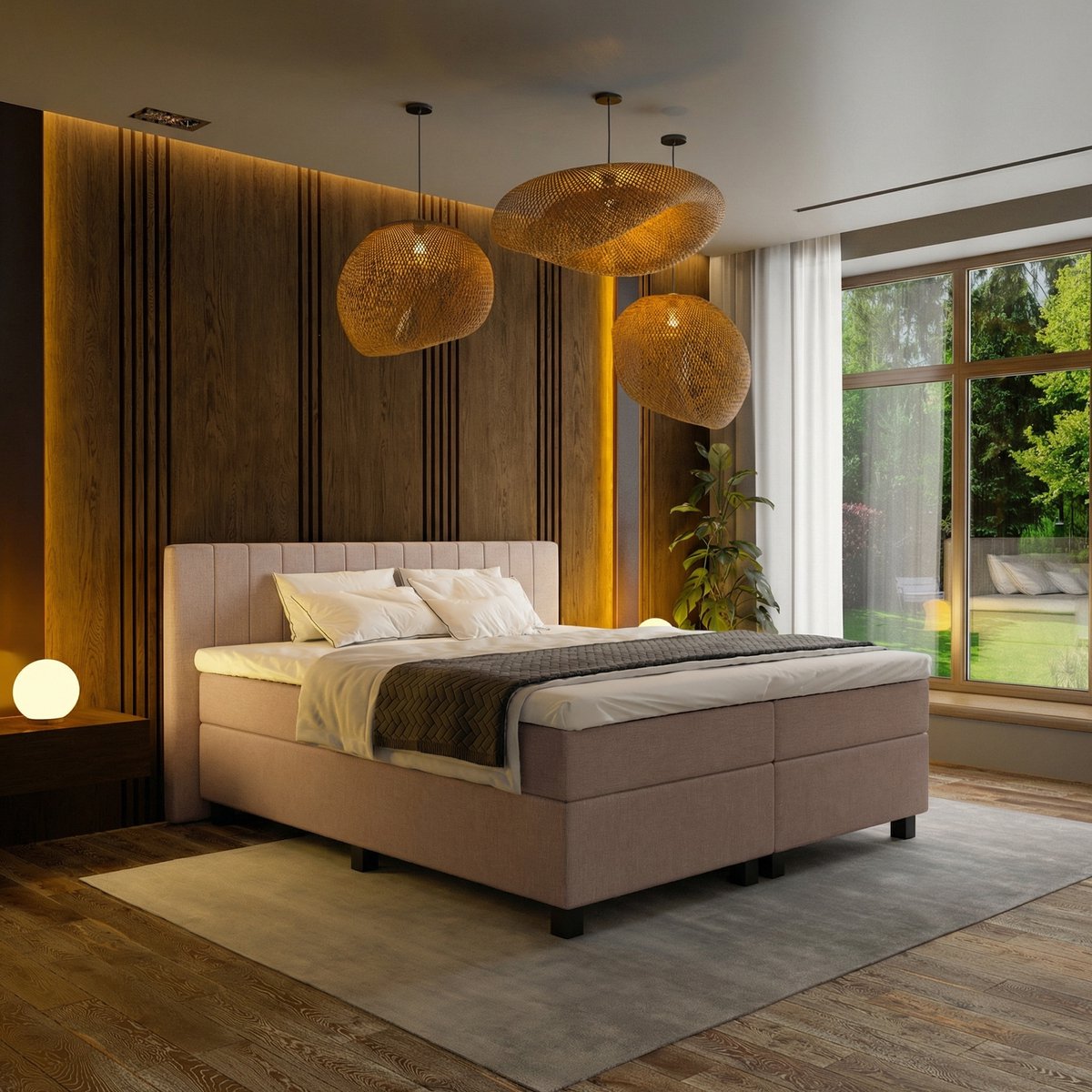 Mörgenn Boxspring Douze - Pocketvering - 12-Baans Hoofdbord - Oud Roze - 140x220 cm - Inclusief Dekbed en Kussens