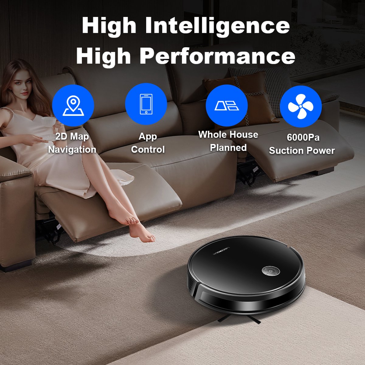 LIECTROUX C7 Robotstofzuiger met Dweilfunctie 6000Pa Zuigkracht - afbeelding 2