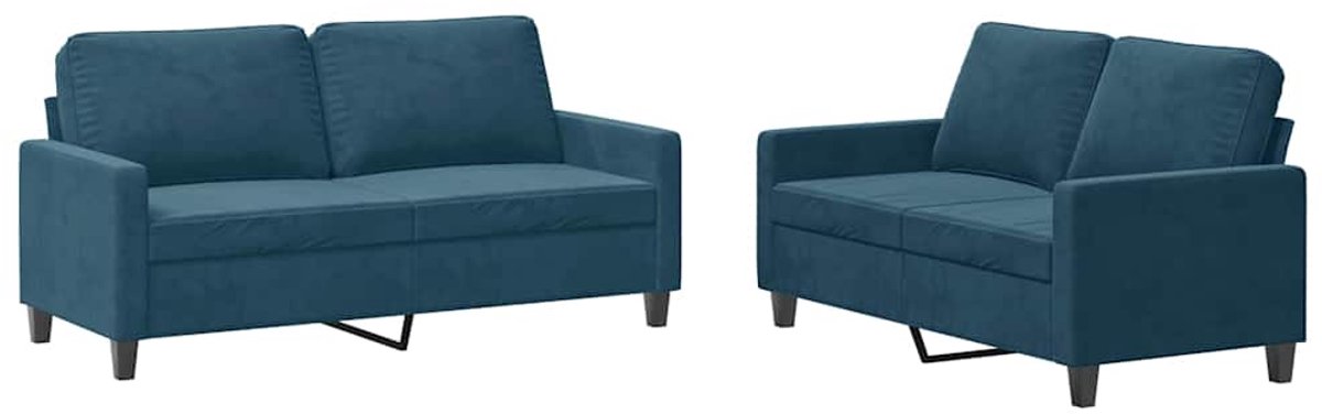 vidaXL - 2-delige - Loungeset - met - kussens - fluweel - blauw