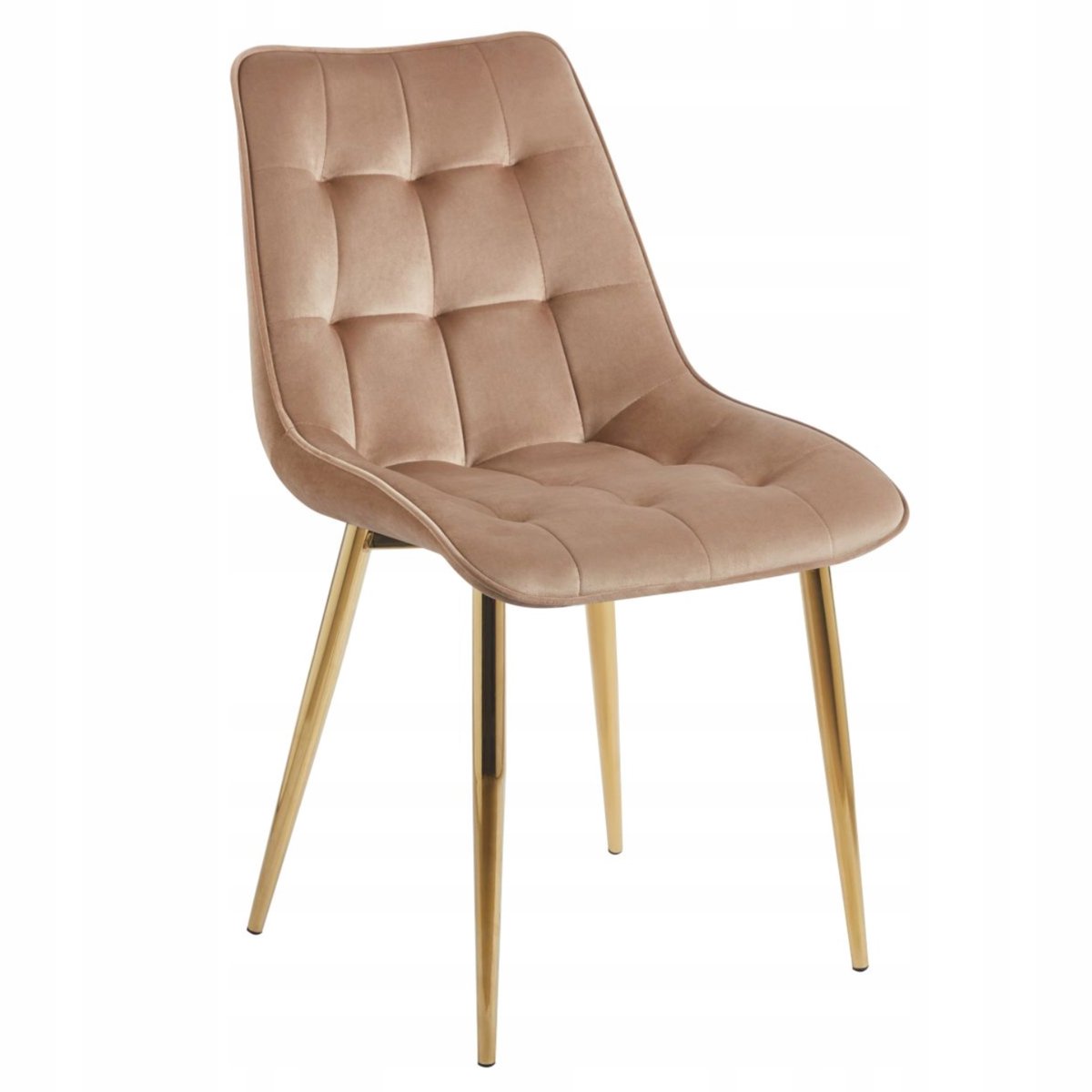 Furnitex Eetkamerstoel - Velours Bekleding - Cappuccino - Gouden Poten Cappuccino;Goud