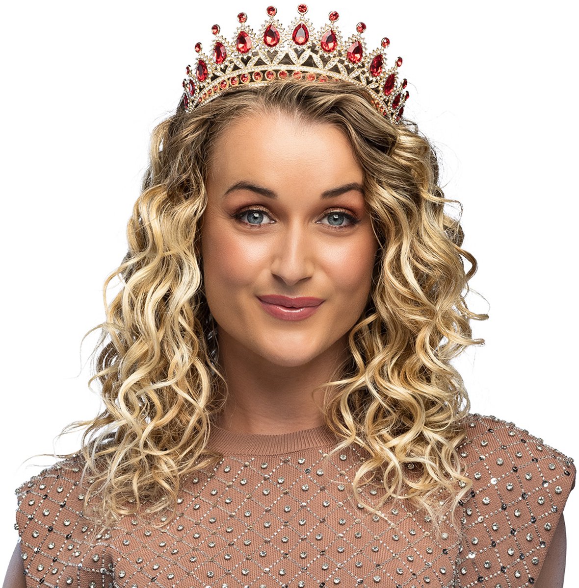 Boland - Metalen tiara Royal Christina Goud - Één maat - Volwassenen - Vrouwen - Koningin - Prinses - Themafeest - Carnaval - Cosplay
