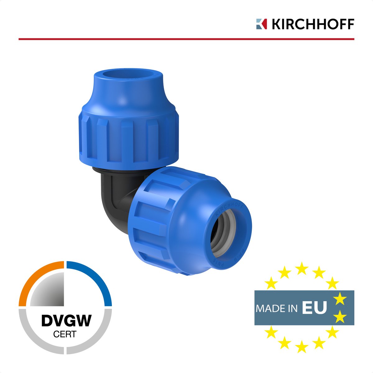 KIRCHHOFF PP knie 90Â°, 25 mm, knelfitting voor tyleen/socarex