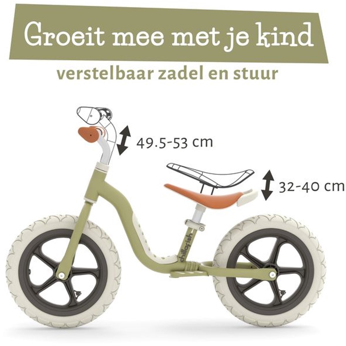 Chillafish Loopfiets 2 jaar - Lichtgewicht met verstelbaar zadel en stuur - Groen - Loopfiets voor jongens en meisjes tot 5 jaar met voetsteun, handvat om te dragen en 12" anti lek banden - Model Charlie Lux — afbeelding 12