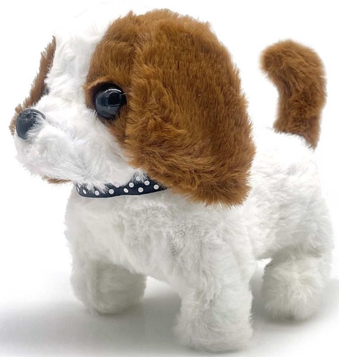 Een schattige en lieve knuffel waar geluid uitkomt! Doe een batterij in het hondje en zet hem neer, dan loopt de hond vanzelf weg! Dit hondje is 15cm hoog. Leuk om voor jezelf te kopen of om cadeau te geven aan iemand.