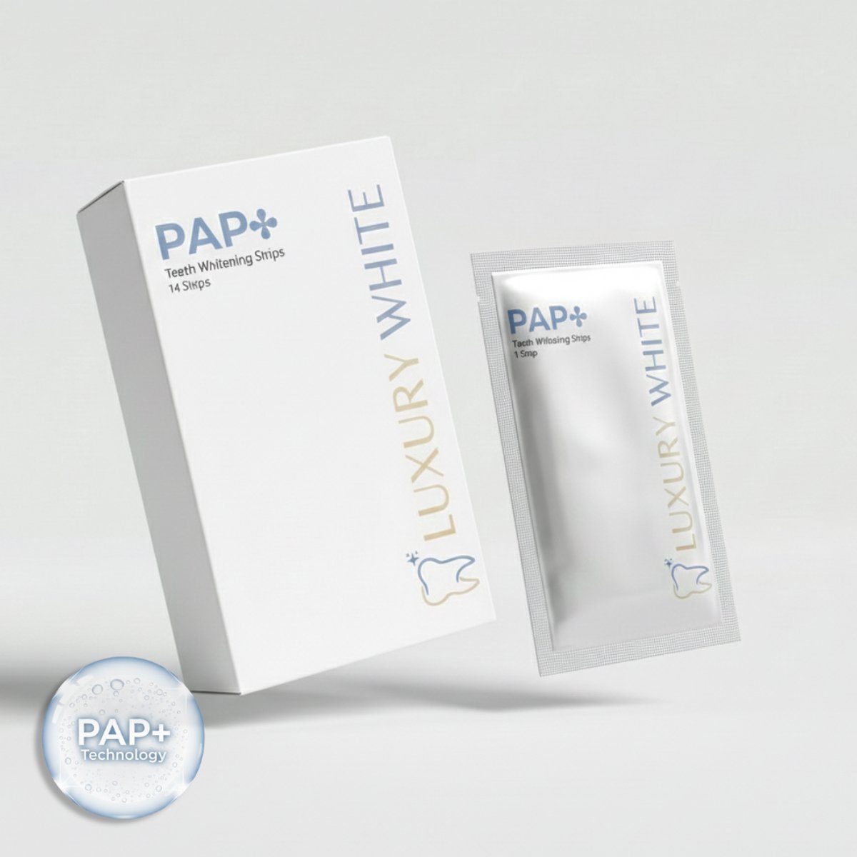 Luxury White - PAP+ Whitening Strips - Tandenblekers - Witte Tanden bleken - Teeth Whitening Strips - Bleek Strips - Cresting Formula - Tandenbleekset - Tandenbleek Set - White strips - Pure Ingrediënten - Luxe Smile - 28 Paar