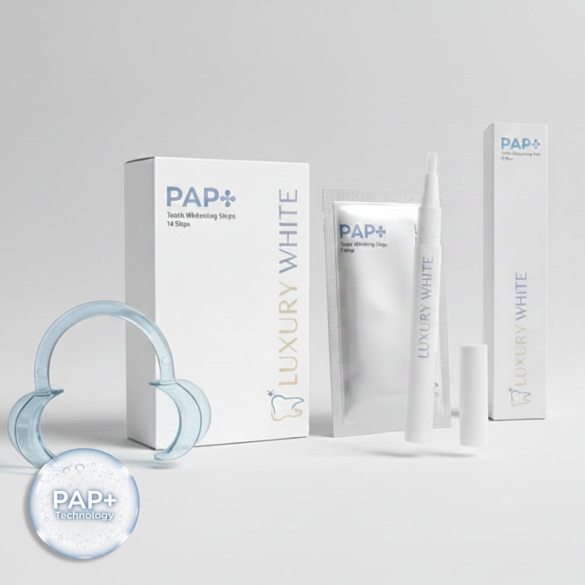 Luxury White - Bundel + - Tandenblekers - Tandenbleek Set met PAP+ Whitening Pen Strips - Witte Tanden Bleken - Teeth Whitening - Smile - Cresting Formula - Tandenbleekset - Tandenbleek gel - White Strips - Pure Ingrediënten – Luxe Smile