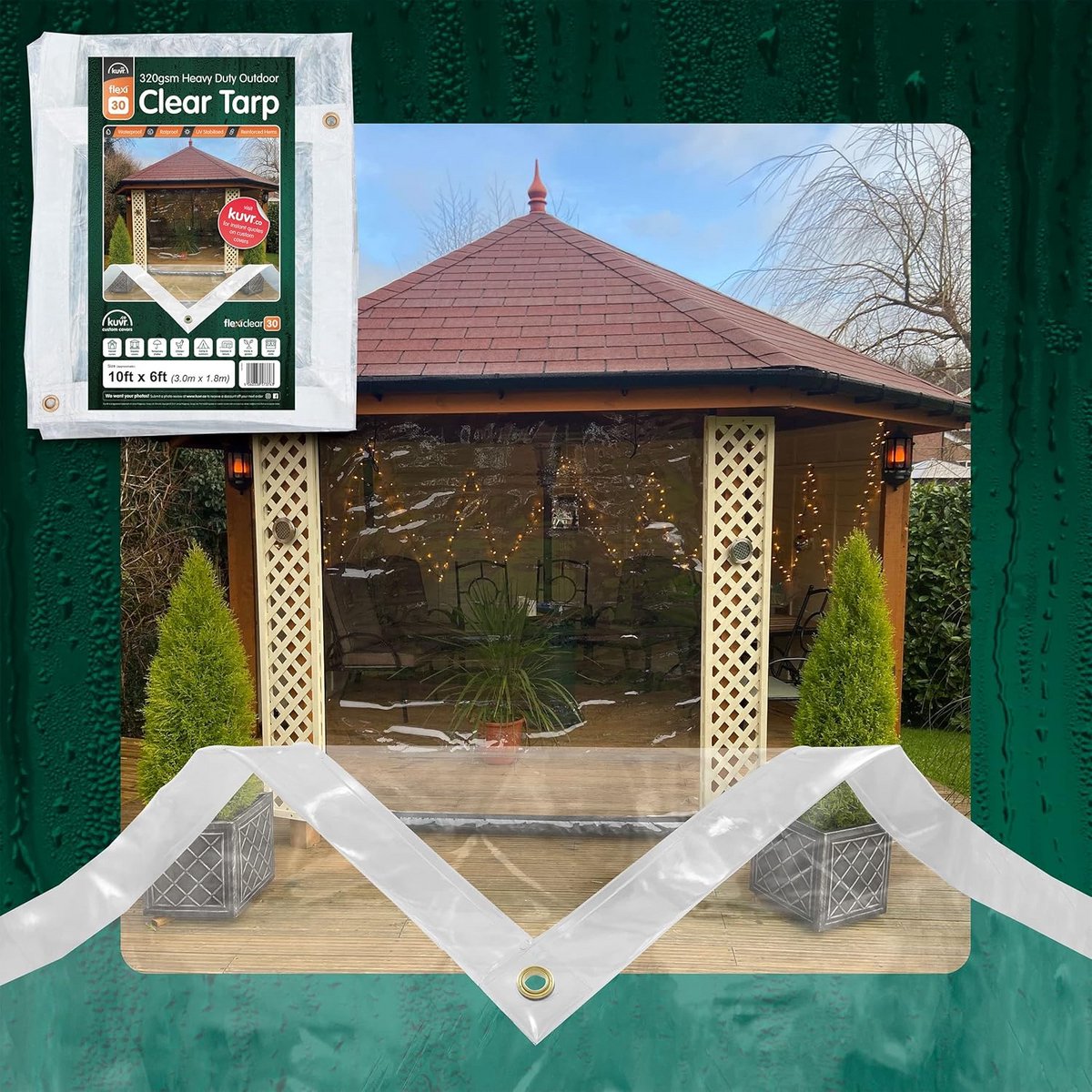 Groot Transparant Waterdicht Dekzeil - Heavy Duty PVC Zeil voor Tuinmeubilair en Bescherming