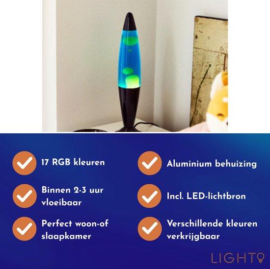 Lighto Lavalamp met 17 kleuren (RGB) - 35 cm - Incl. Afstandsbediening - voor Kinderen - Zwart van Lighto — afbeelding 4