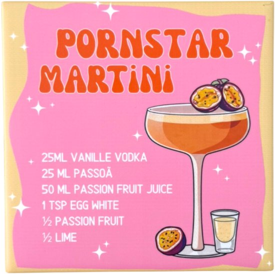 EffeLangsNien Cocktail Recette Carreau – Pornstar Martini – Décoration Bar & Cuisine – 10,8x10,8 cm