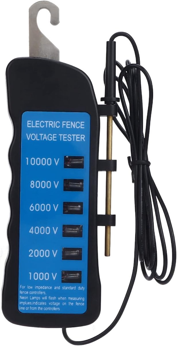 Schrikdraadtester 10000V - Waterdicht, Draagbaar en met LED-verlichting voor Boerderij en Elektriciteit