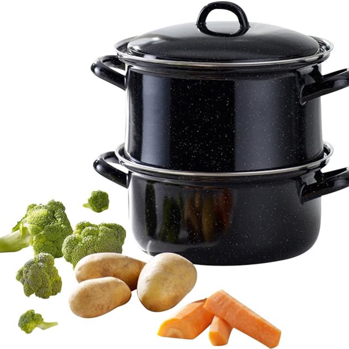 Nexvo® Stoompot - Snelkookpan - Stoompan - Zwart - 28cm x 18cm x 10cm