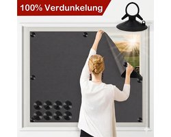 MUPOO Verduisterende Gordijnen met Zuignappen – verduisteringsgordijn zuignappen Op Maat te Knippen – Draagbaar Verduisteringsdoek– Zonder B