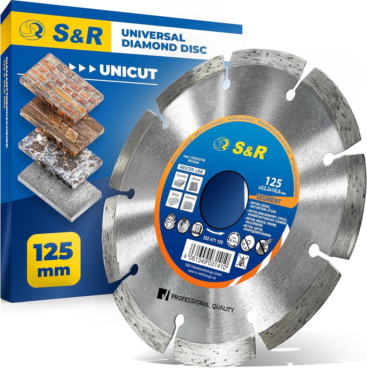 Diamantschijf 125mm – Universele Slijpschijf voor Beton, Graniet, en Tegels