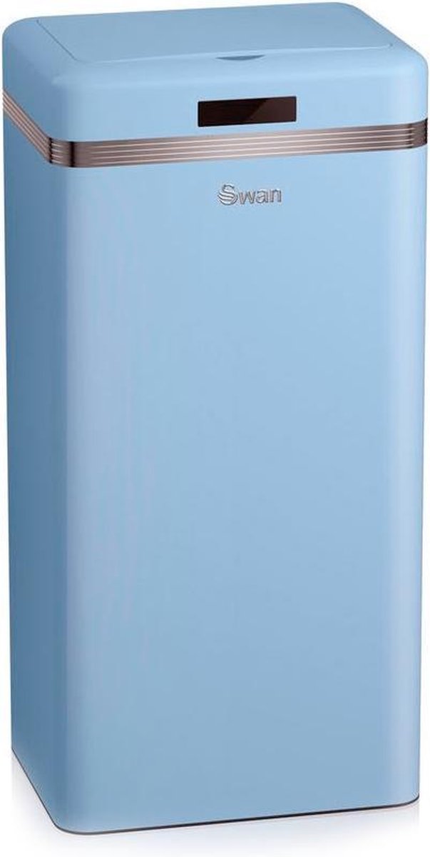 Swan Retro Prullenbak - Vuilnisbak 45 Liter - Prullenbak met Sensor - Vintage Blauw