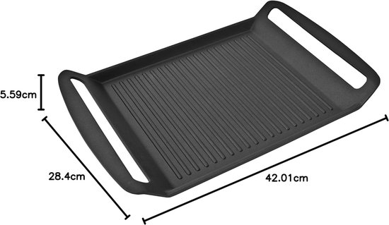 SNJY® Grillplaat Inductie - Bakplaat Inductie - Grill Apparaat - Aluminium Pan - 28,4 x 42 cm - Zwart — afbeelding 4