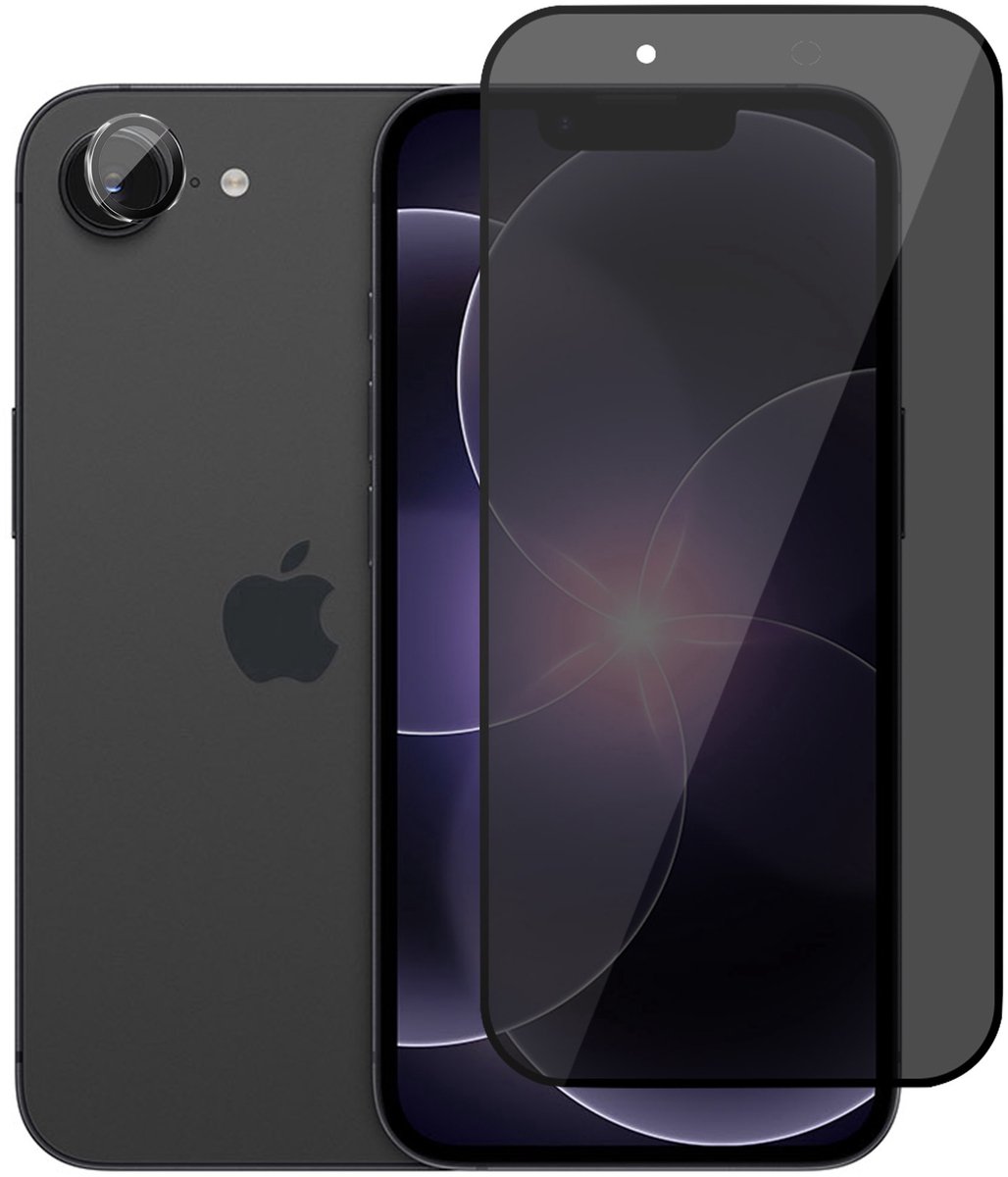 Privacy Screenprotector & Camera Protector geschikt voor iPhone 17e - Volledig Dekkend Glas