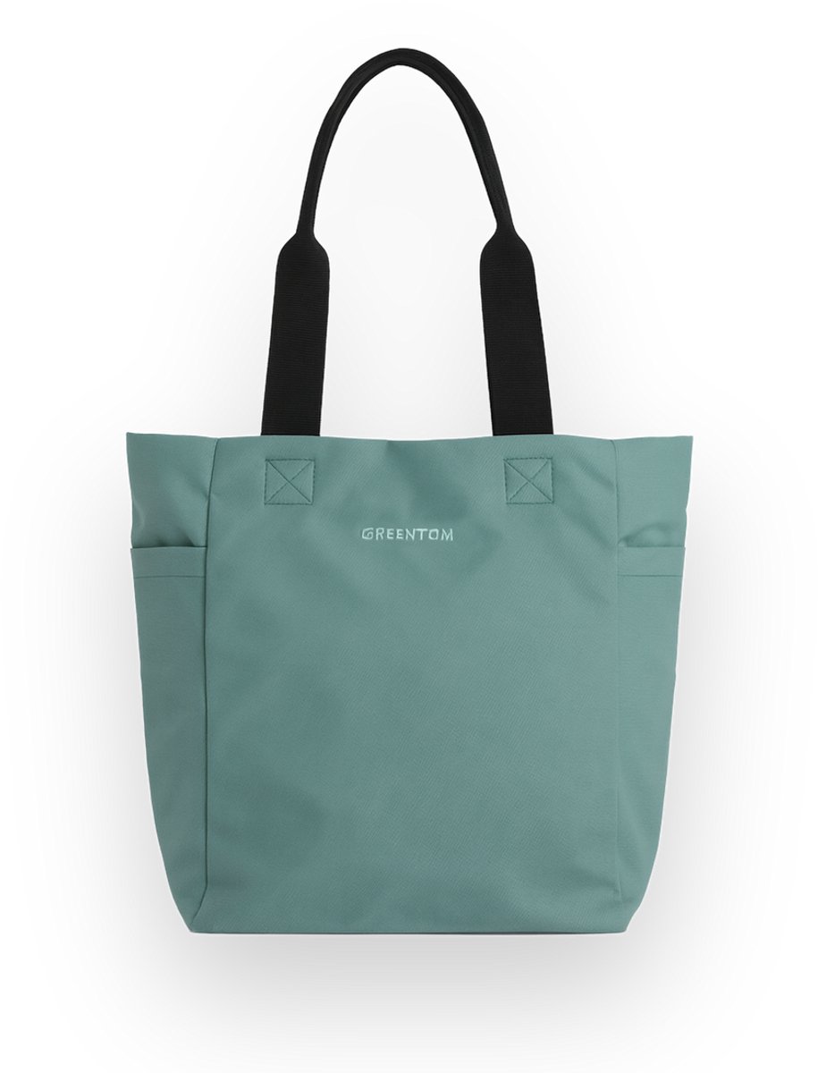 Greentom Shopper - Draagtas, Boodschappentas, Lichtgewicht & Duurzaam (Gerecycled) - Sage Groen