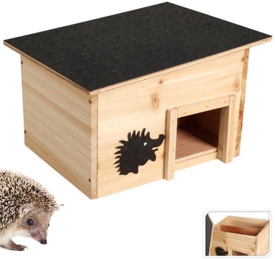 Egelhuis hout - Eco-vriendelijk Egelhotel – 100% FSC Hout – Compact & Weersbestendig - 32x26x20 cm