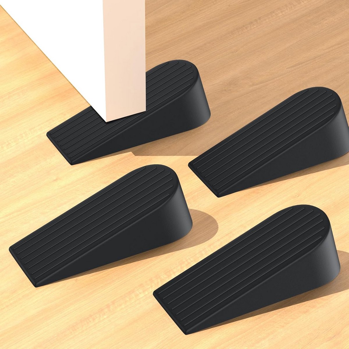 Set van 4 grote extra brede deurstoppers voor onder deur ruimtes - Robuust en stapelbaar, perfect voor thuis, kantoor, tegels, houten vloeren, tapijten