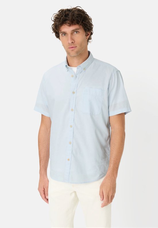 Friptspyg Linnen Overhemden Heren Lange Mouw Button Down Strand Casual Overhemden voor Mannen Volwassenen, Hemelsblauw, M