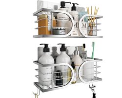 Doucherek Roestvrij Staal Organizer SUS304 Grote Inhoud Badkamer Keuken Toilet Zonder Boren - Adurei Origanizer Roestvrij Staal 2 Stuks