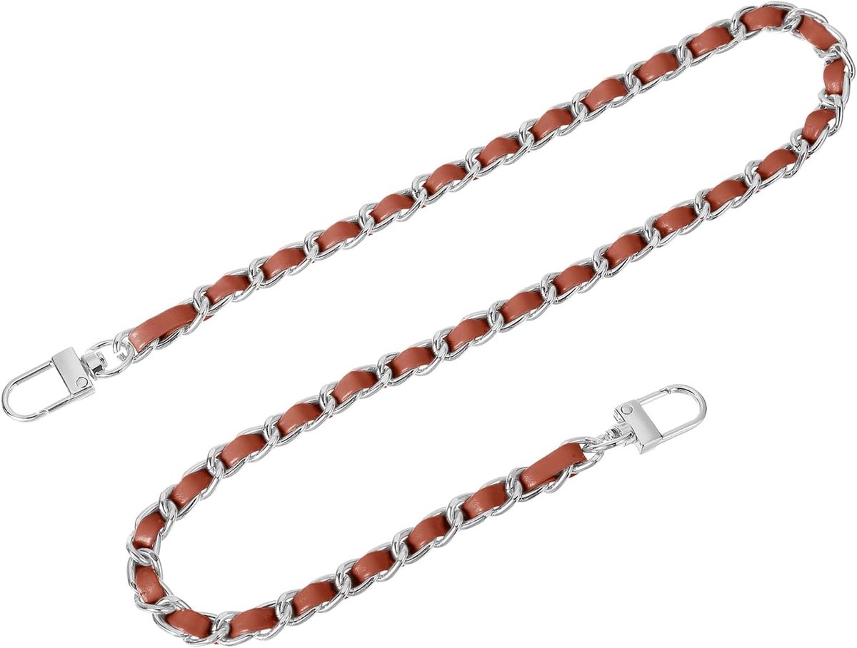 Leren Tassenriem - Schouderband voor tas -Vervangende Draagriem - handtassen dames - Handtaskettingen met gespen voor schoudertassen - 61 cm - bruin en zilver - van Imperatoris
