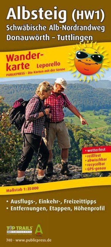 Wanderkarte Albsteig (HW1), Schwäbische Alb-Nordrandweg, Do ... - cover